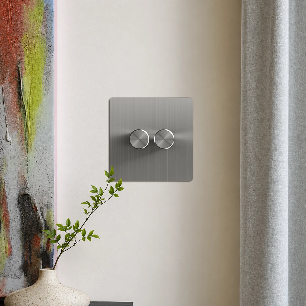 Solid Stainless Steel Multi-Way Dimmer Switch (1–4 Gang)