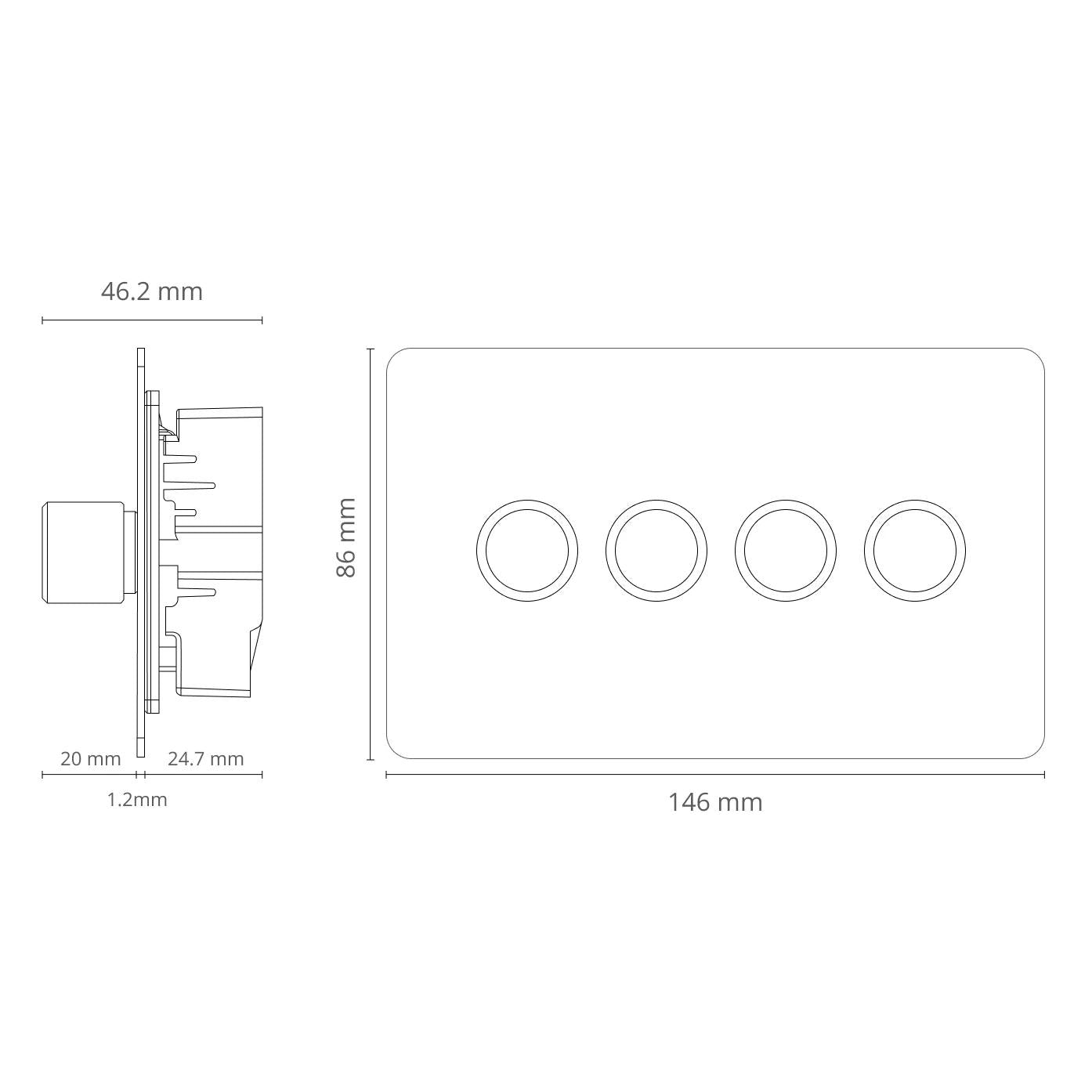 Smart Dimmer Switch - Solid Brushed Brass 1-4 Gang