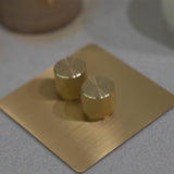 Multi-Point Rotary Dimmer Switch – Solid Brushed Brass (1–4 Gang)