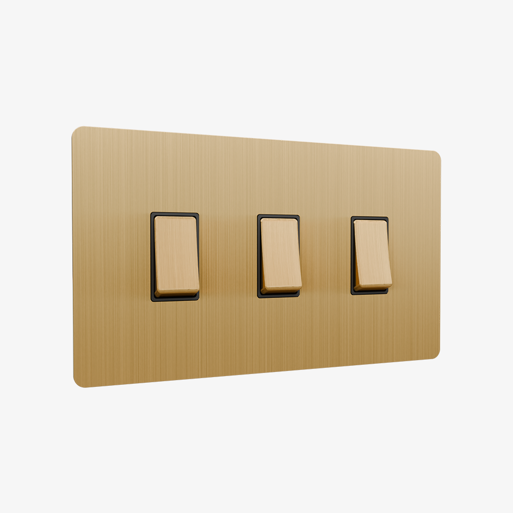 Zigbee Smart Rocker Light Switch – Brushed Brass 1–4 Gang