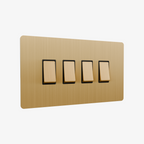 Zigbee Smart Rocker Light Switch – Brushed Brass 1–4 Gang