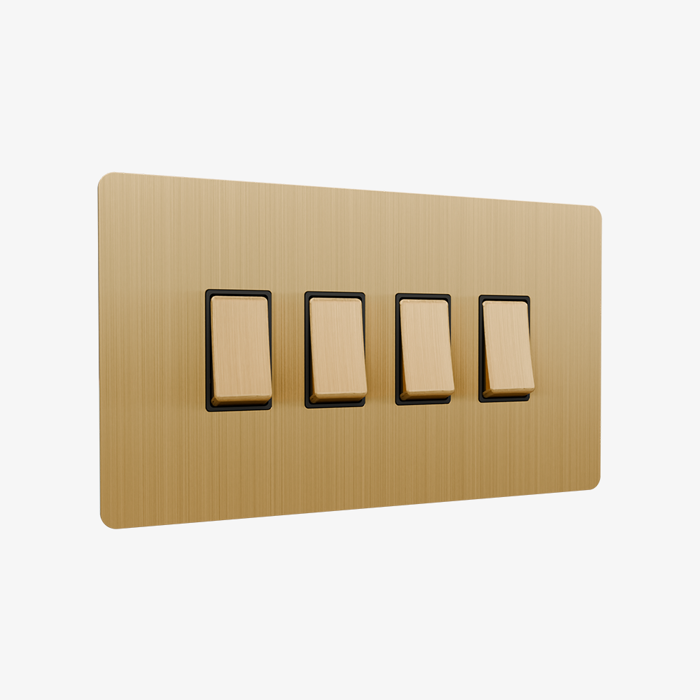 Zigbee Smart Rocker Light Switch – Brushed Brass 1–4 Gang