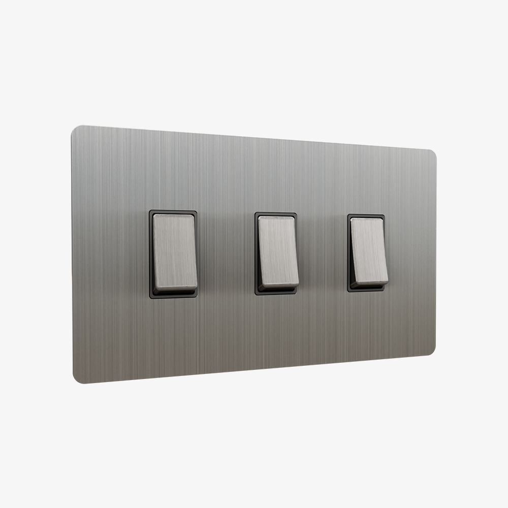 Rocker Light Switch-Stainless Steel 1-4 Gang