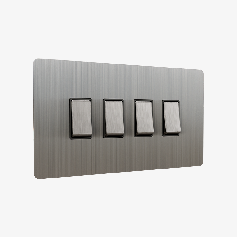 Rocker Light Switch-Stainless Steel 1-4 Gang