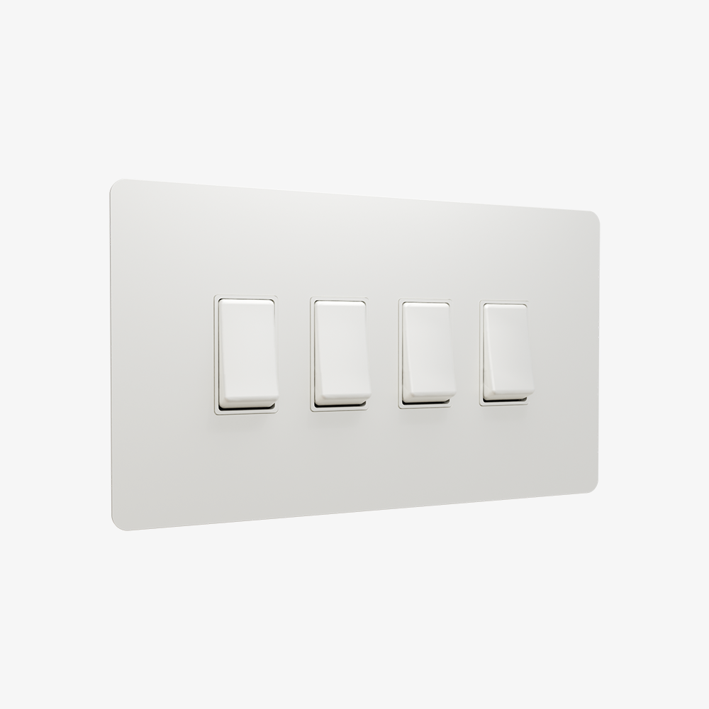 Rocker Light Switch-Matt White 1-4 Gang