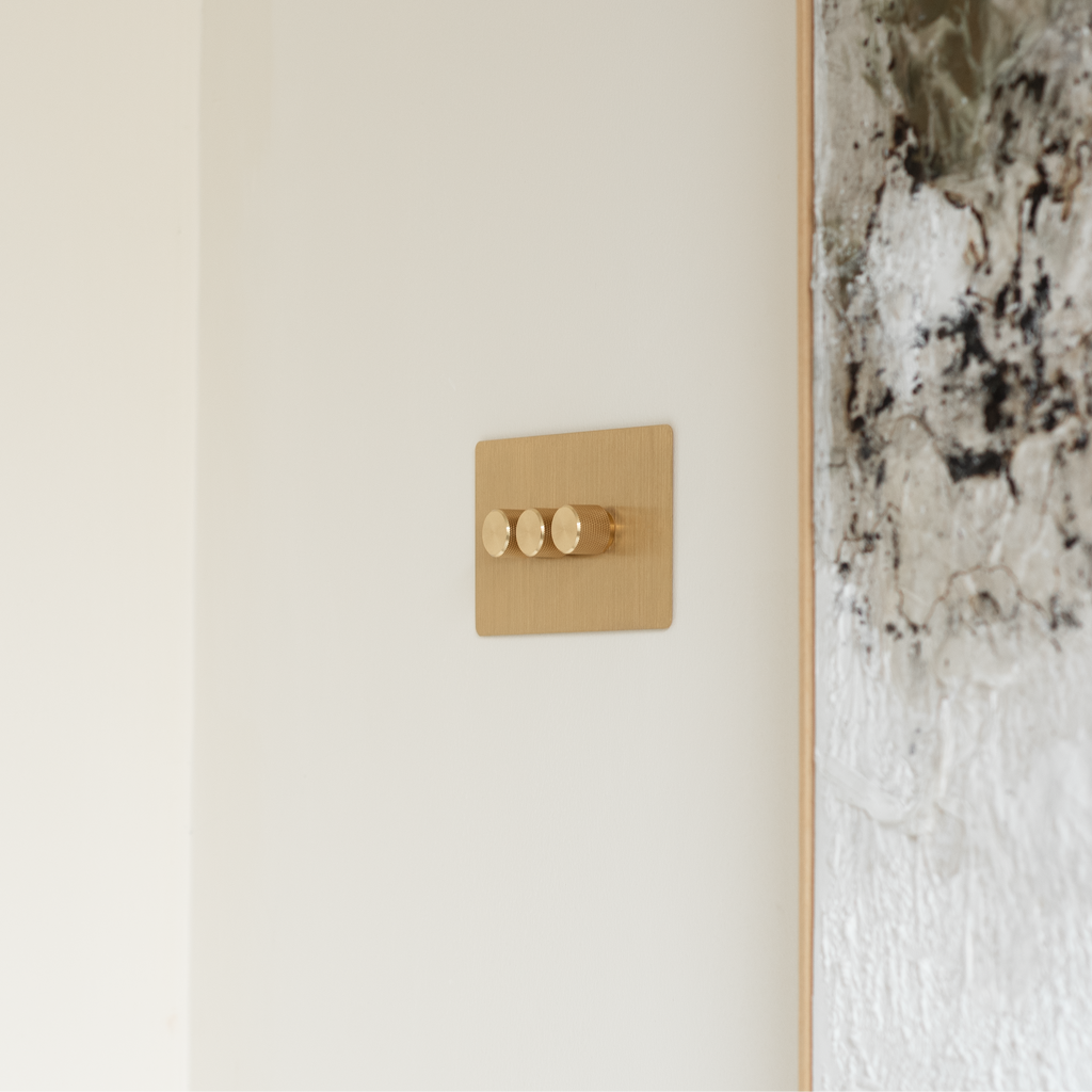 zigbee brushed brass 3 gang led dimmer switch