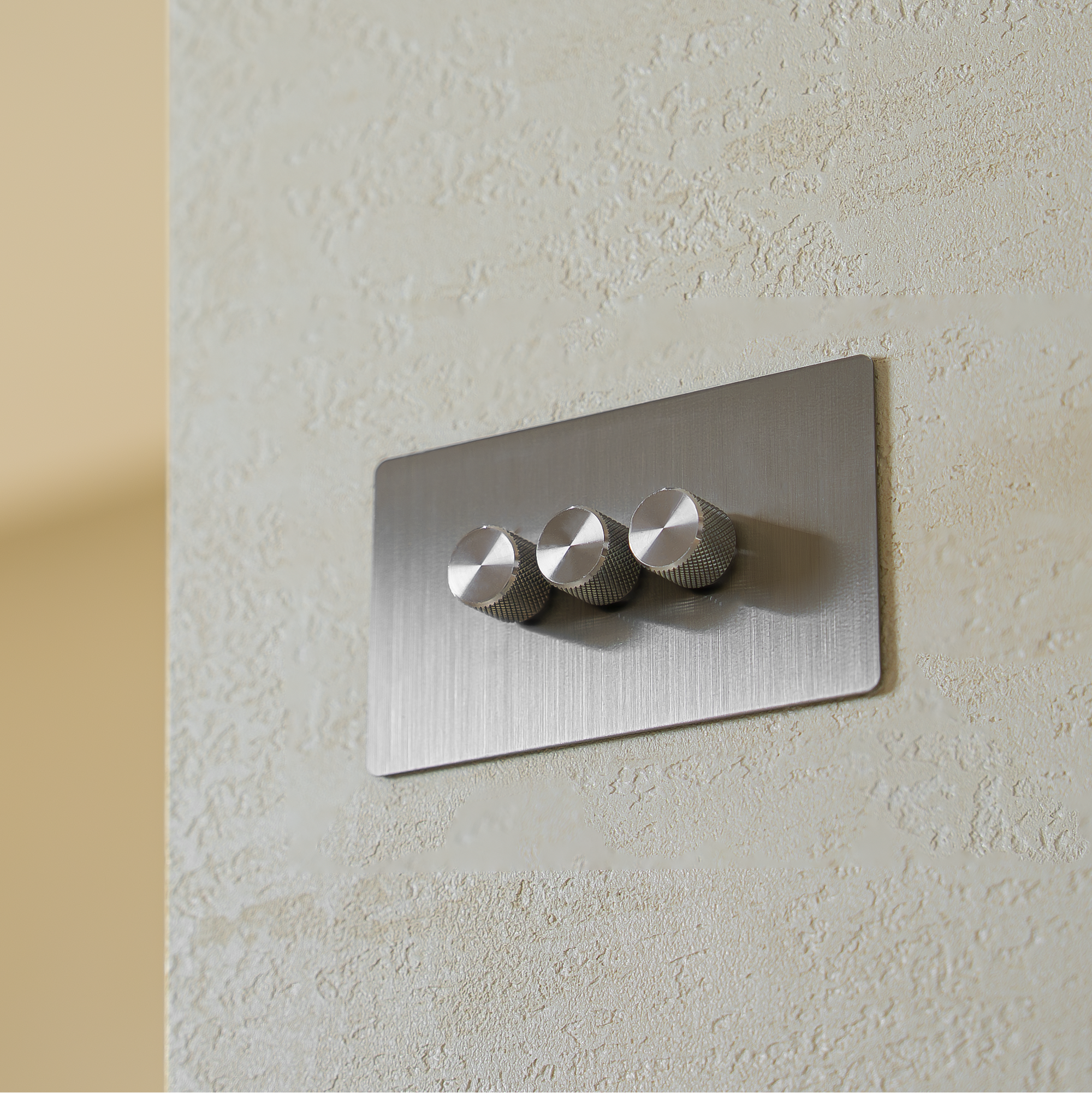 3_Gang_Steel(smart brushed steel 3 gang dimmer switch for led)