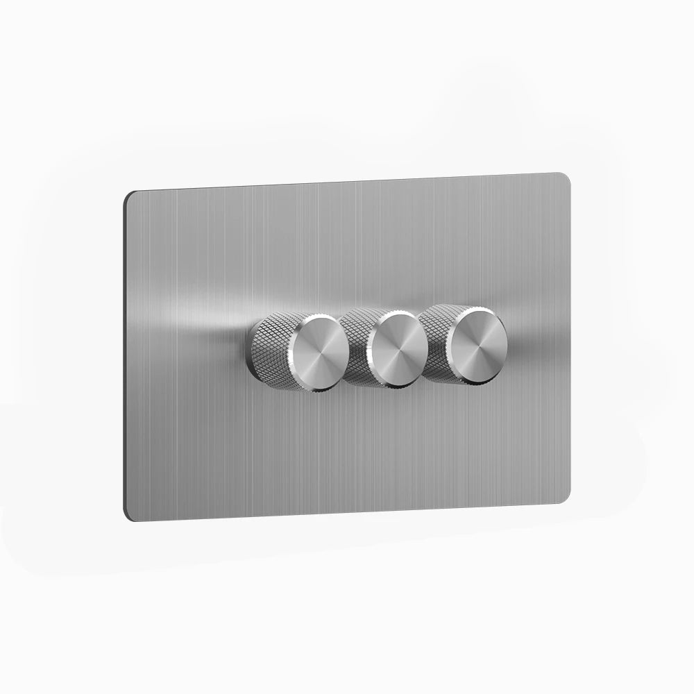 Solid Stainless Steel Dimmer – 1 to 4 Gang