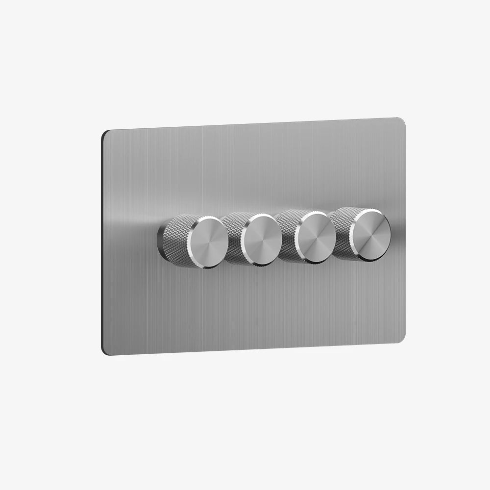 Solid Stainless Steel Dimmer – 1 to 4 Gang