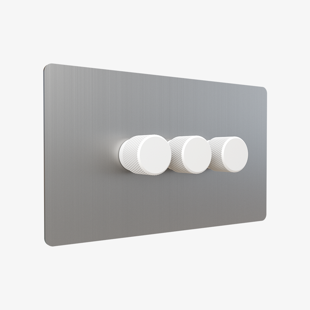 Dimmer Switch – Brushed Stainless Steel (1–4 Gang)