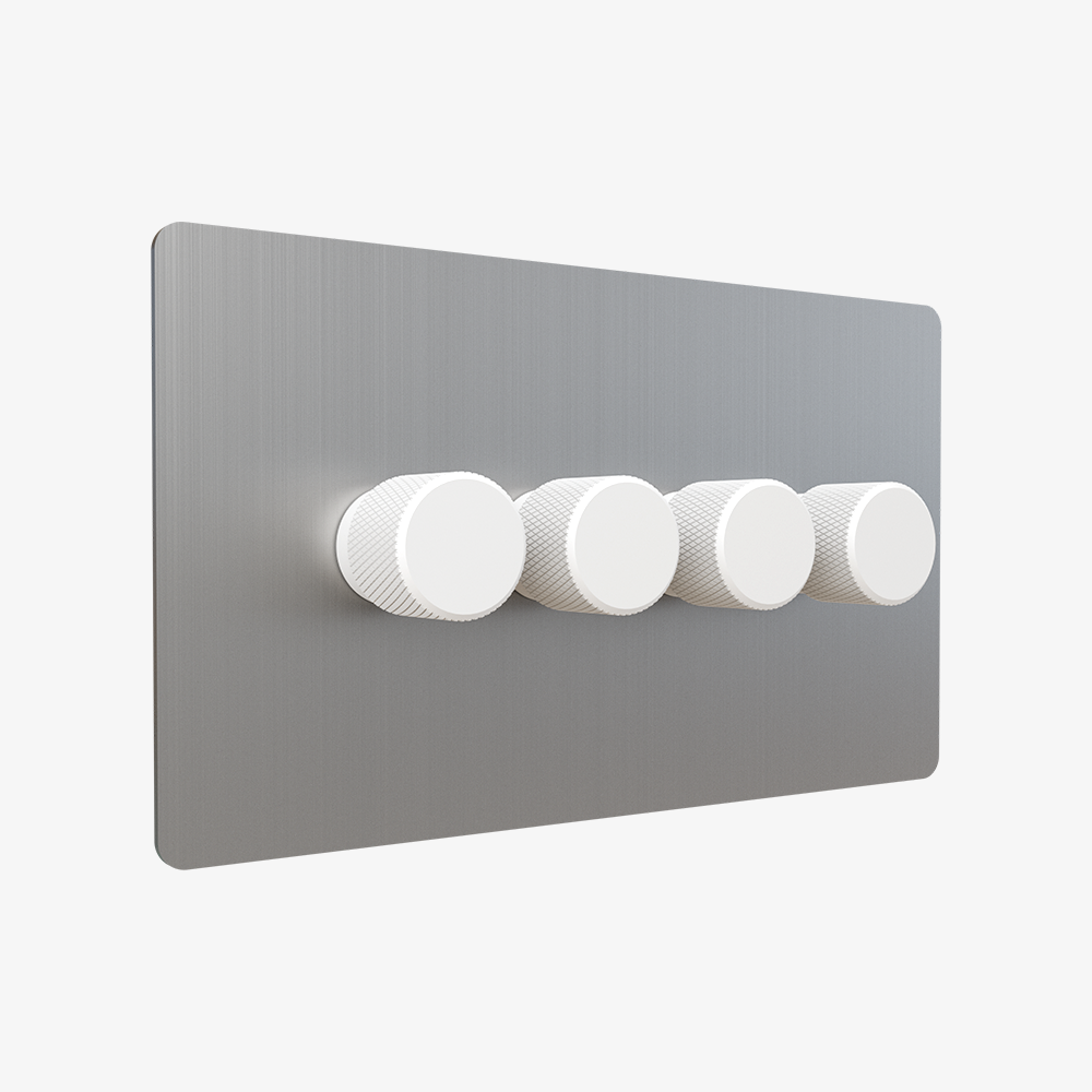 Dimmer Switch – Brushed Stainless Steel (1–4 Gang)