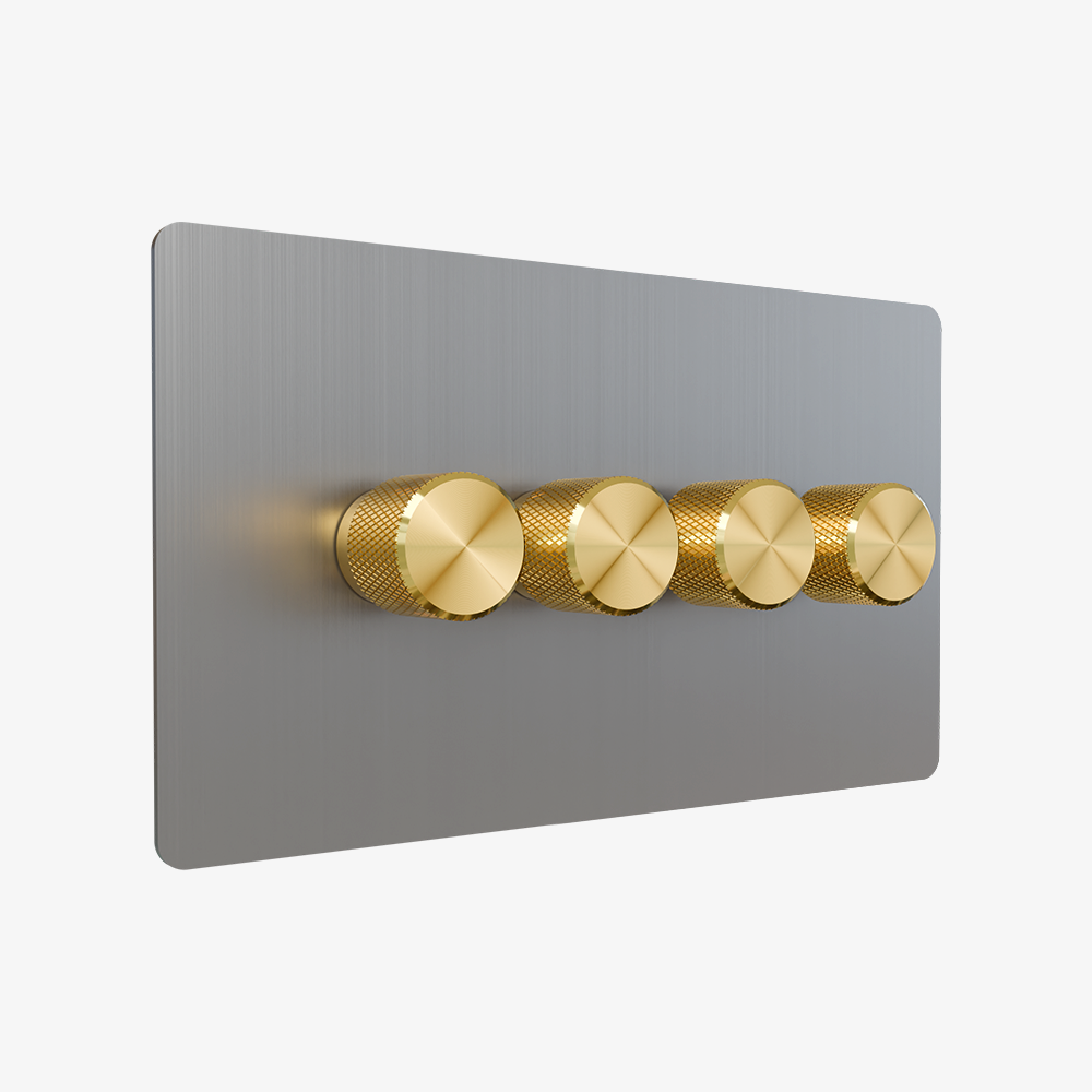 Dimmer Switch – Brushed Stainless Steel (1–4 Gang)