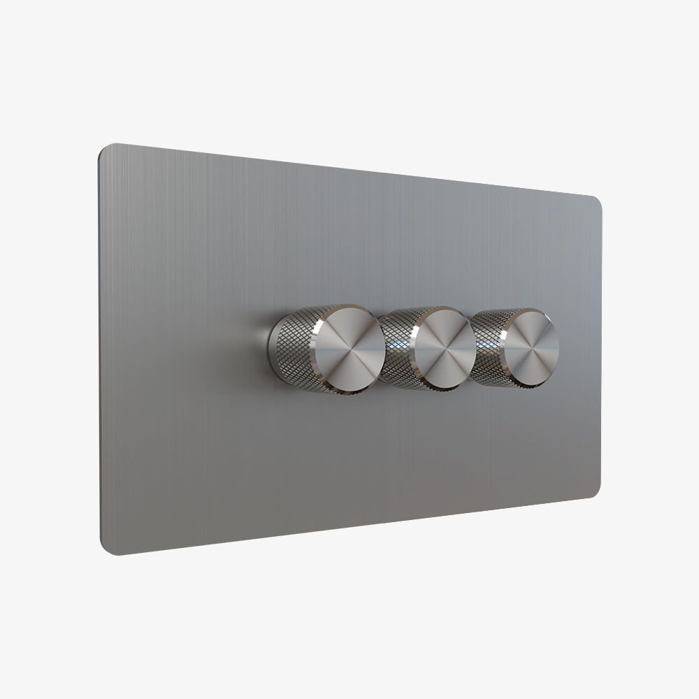 Dimmer Switch – Brushed Stainless Steel (1–4 Gang)