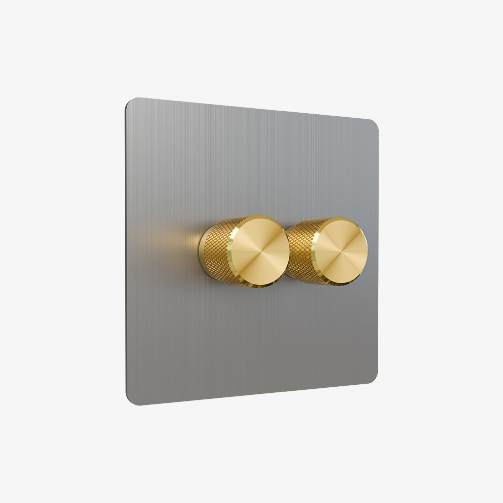 Dimmer Switch – Brushed Stainless Steel (1–4 Gang)
