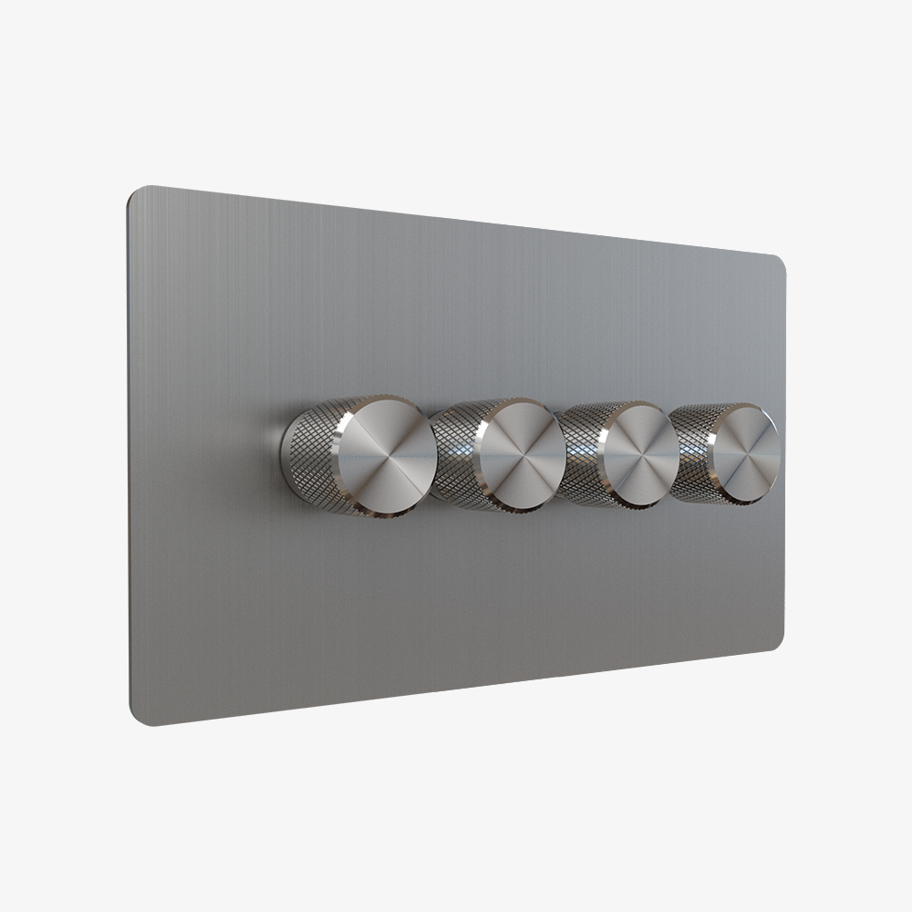 Dimmer Switch – Brushed Stainless Steel (1–4 Gang)