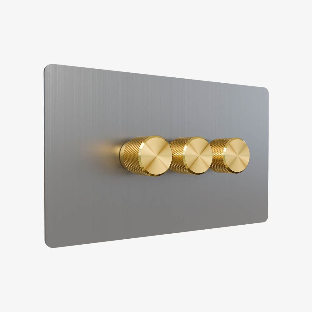 Dimmer Switch – Brushed Stainless Steel (1–4 Gang)