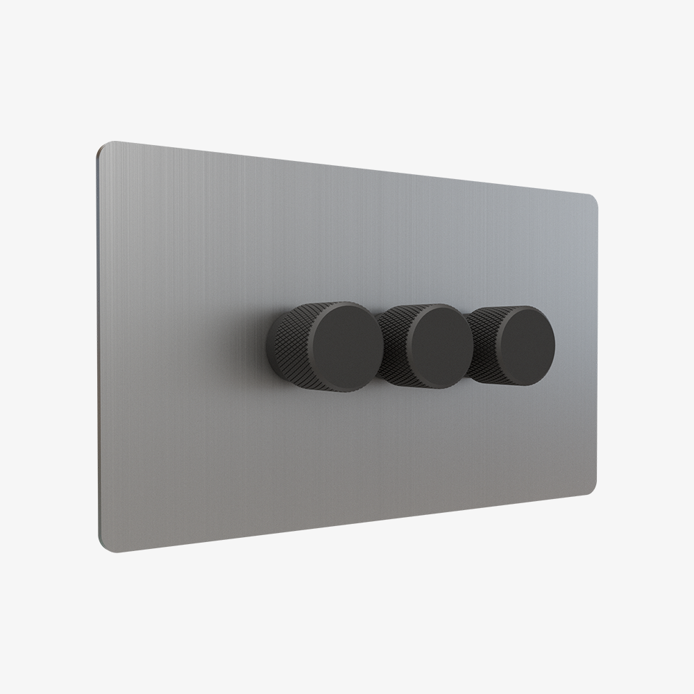 Dimmer Switch – Brushed Stainless Steel (1–4 Gang)