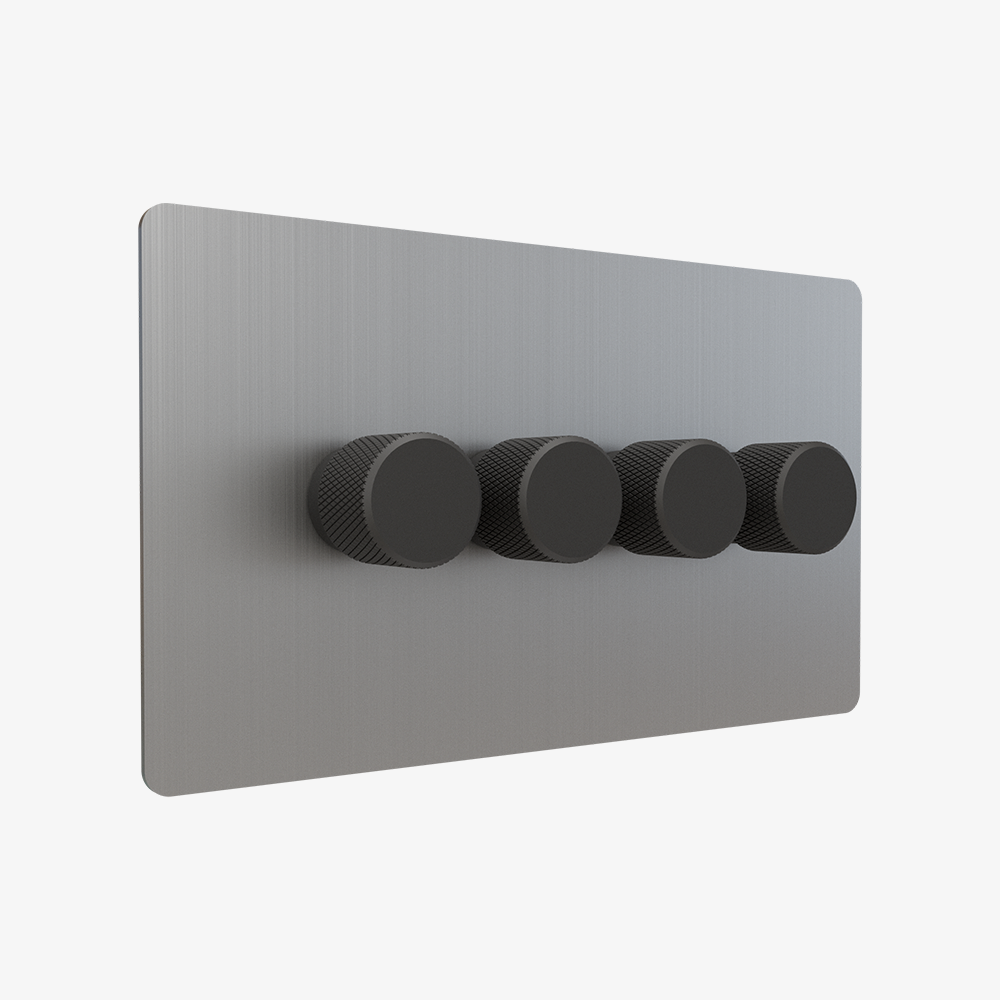 Dimmer Switch – Brushed Stainless Steel (1–4 Gang)
