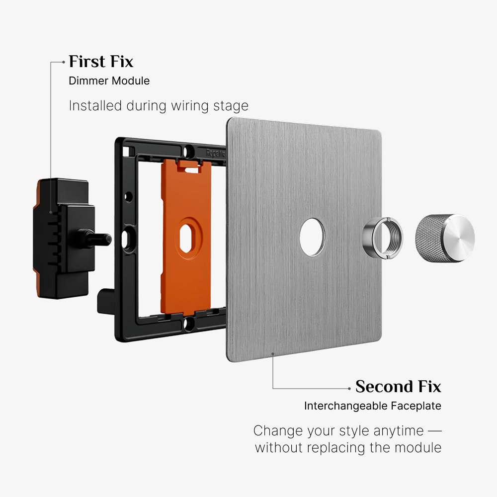 Smart Dimmer Switch - Solid Stainless Steel 1-4 Gang